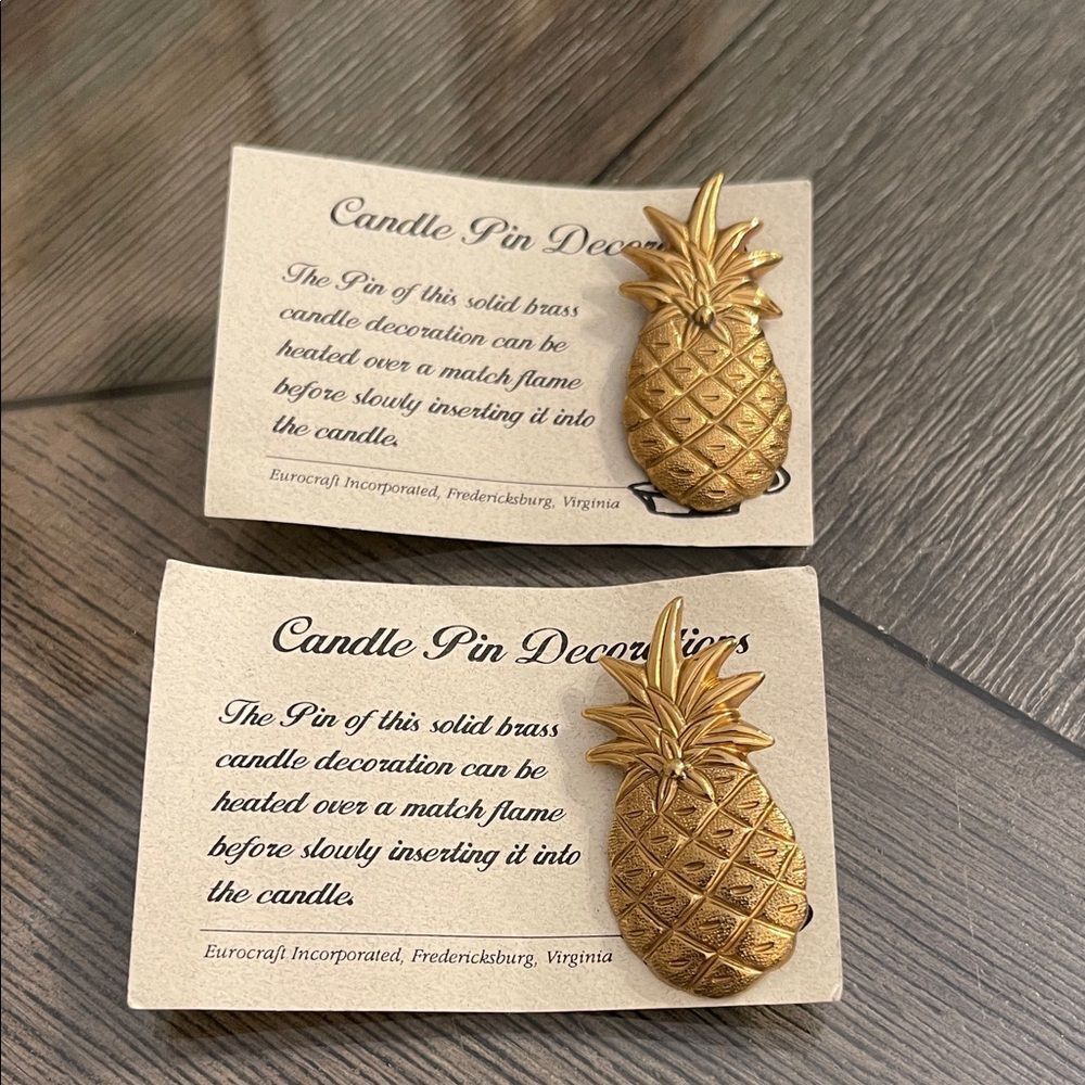 BRASS CANDLE PINS DECORATION PINEAPPLE EUROCRAFT  FREDRICKSBURG, VA
